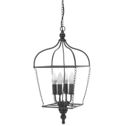 DecoWoerner Vintage Metall Hängelampe Mit Zuleitung Und Kette schwarz