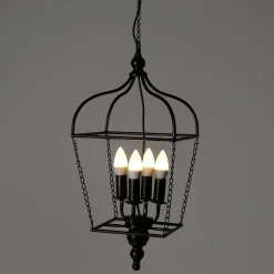 DecoWoerner Vintage Metall Hängelampe Mit Zuleitung Und Kette schwarz