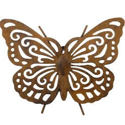 Discount DecoWoerner Vintage Schmetterling Mit Ausgestanztem Muster Wandhänger 4 X 20 X 23 Cm braun