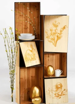 Clearance DecoWoerner Wandbild-Set Brandmalerei Beige