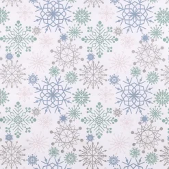 Hot DecoWoerner es Kraftpapier Mit Schneeflocken In Hellblau, Rosa, Silber & Mint – 50 M Geschenkpapier-Rolle weiß