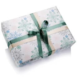 Hot DecoWoerner es Kraftpapier Mit Schneeflocken In Hellblau, Rosa, Silber & Mint – 50 M Geschenkpapier-Rolle weiß