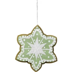 Clearance DecoWoerner Weihnachtsanhänger Lebkuchen Stern 14 Cm Ø 4 Stück grün