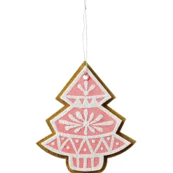 Best DecoWoerner Weihnachtsanhänger Lebkuchen Tanne 13 Cm 4 Stück rosa