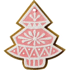 Best DecoWoerner Weihnachtsanhänger Lebkuchen Tanne 13 Cm 4 Stück rosa