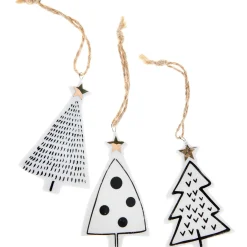 Discount DecoWoerner WeihnachtsanhängerTannen, 3 Stück weiß