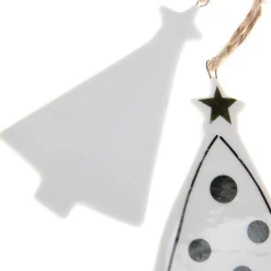 Discount DecoWoerner WeihnachtsanhängerTannen, 3 Stück weiß