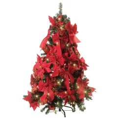DecoWoerner Weihnachtsbaum Geschmückt Mit LED, 210 Cm rot