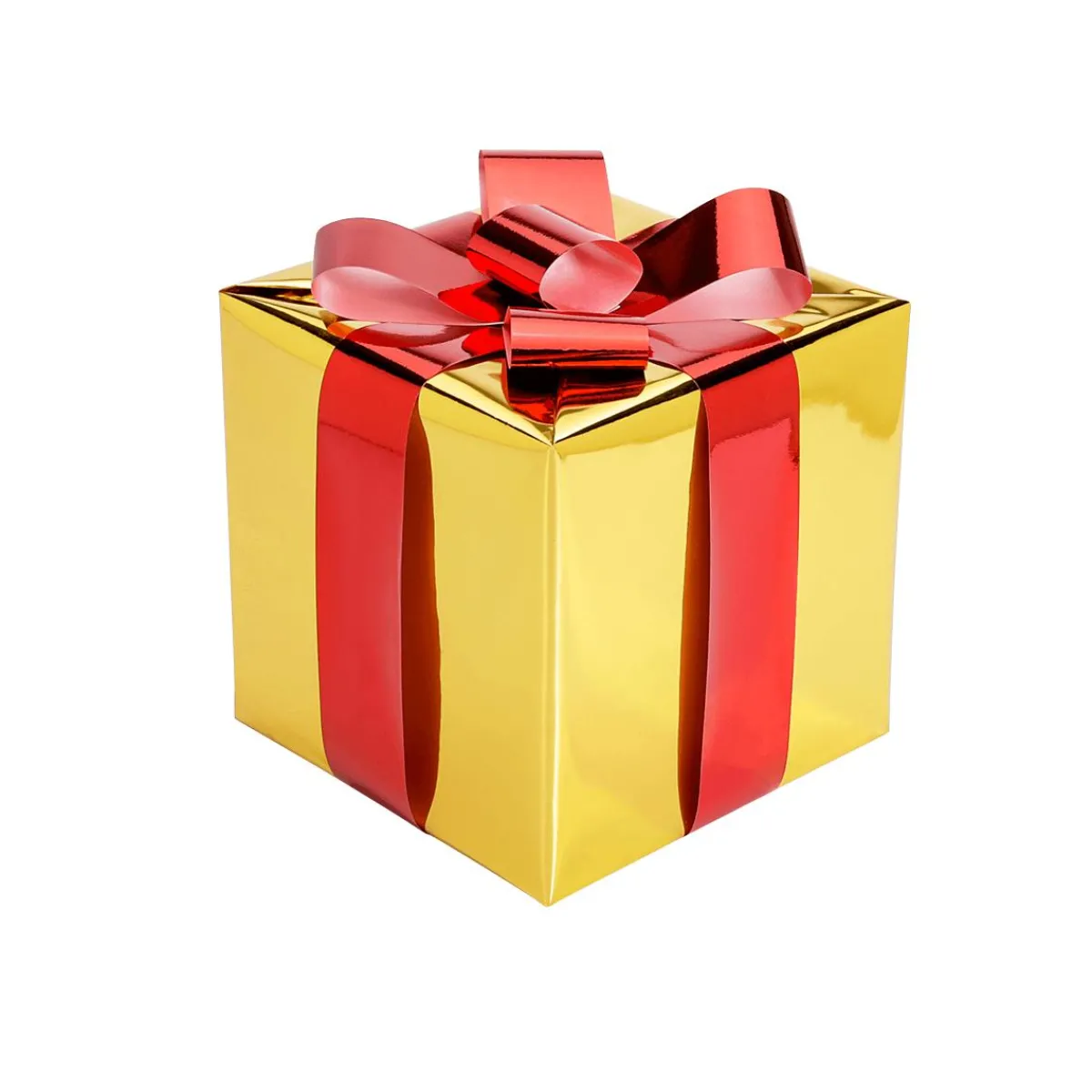 Sale DecoWoerner Weihnachtsgeschenk 20 Cm Mit Roter Schleife gold