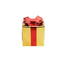 Sale DecoWoerner Weihnachtsgeschenk 20 Cm Mit Roter Schleife gold