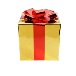 Outlet DecoWoerner Weihnachtsgeschenk 40 Cm Mit Roter Schleife gold