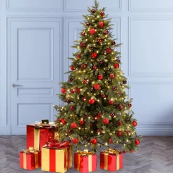 Outlet DecoWoerner Weihnachtsgeschenk 40 Cm Mit Roter Schleife gold