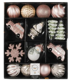 Clearance DecoWoerner Weihnachtshänger-Mix Box 25 Stück 6 Cm Ø rosa
