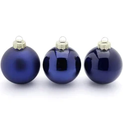 Online DecoWoerner Weihnachtskugel Aus Glas Mit 3 Verschiedenen Oberflächen Dunkel blau