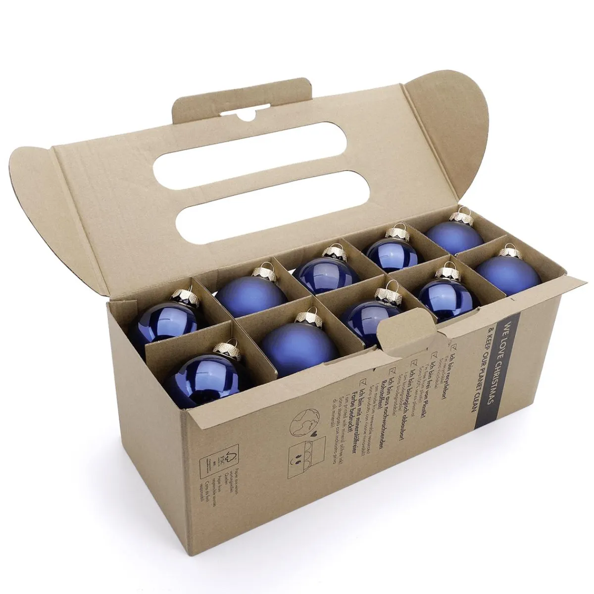 Online DecoWoerner Weihnachtskugel Aus Glas Mit 3 Verschiedenen Oberflächen Dunkel blau