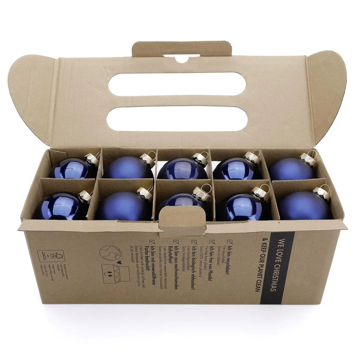 Online DecoWoerner Weihnachtskugel Aus Glas Mit 3 Verschiedenen Oberflächen Dunkel blau