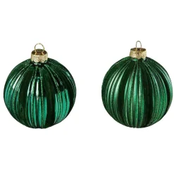 DecoWoerner Weihnachtskugel Velvet , 8 Cm, 2 Stück grün