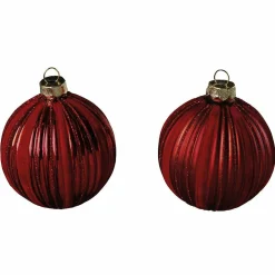 DecoWoerner Weihnachtskugel Velvet , 8 Cm, 2 Stück rot