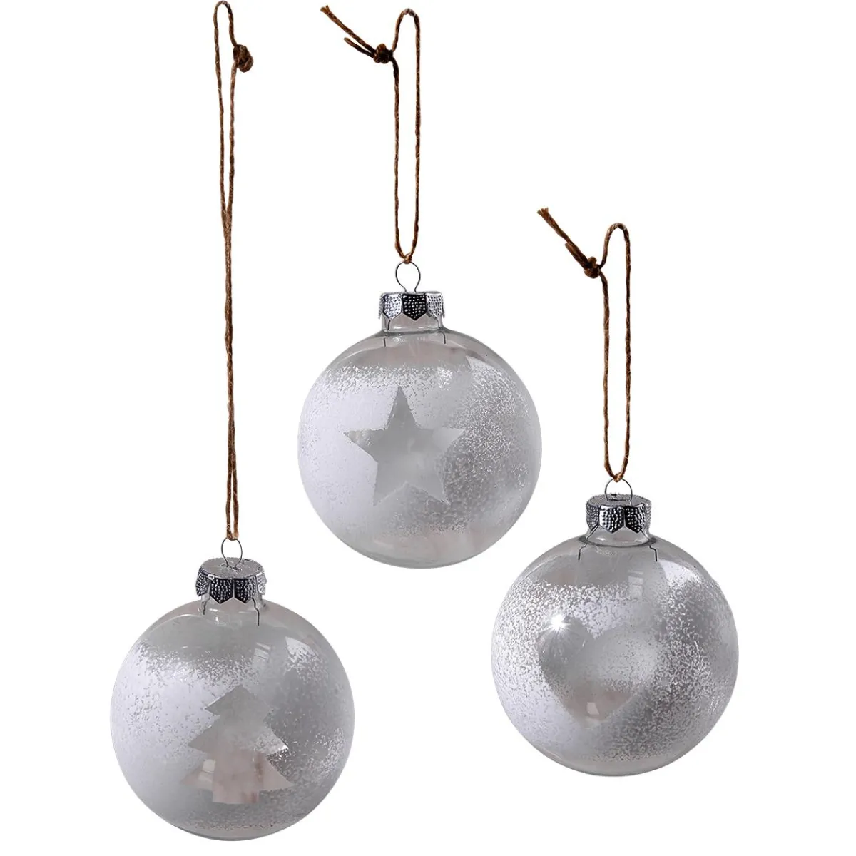 Online DecoWoerner Weihnachtskugel Winter-White 8 Cm, 3 Stück transparent