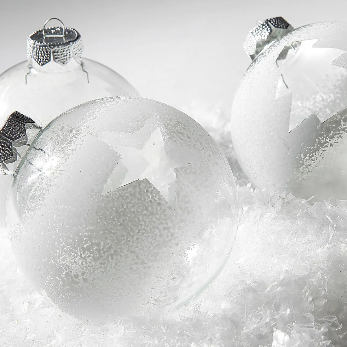 Online DecoWoerner Weihnachtskugel Winter-White 8 Cm, 3 Stück transparent