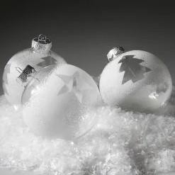 Online DecoWoerner Weihnachtskugel Winter-White 8 Cm, 3 Stück transparent