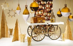 Outlet DecoWoerner Weihnachtskugel-Display In Tropfen-Form 25 X 56 Cm Gold weiß