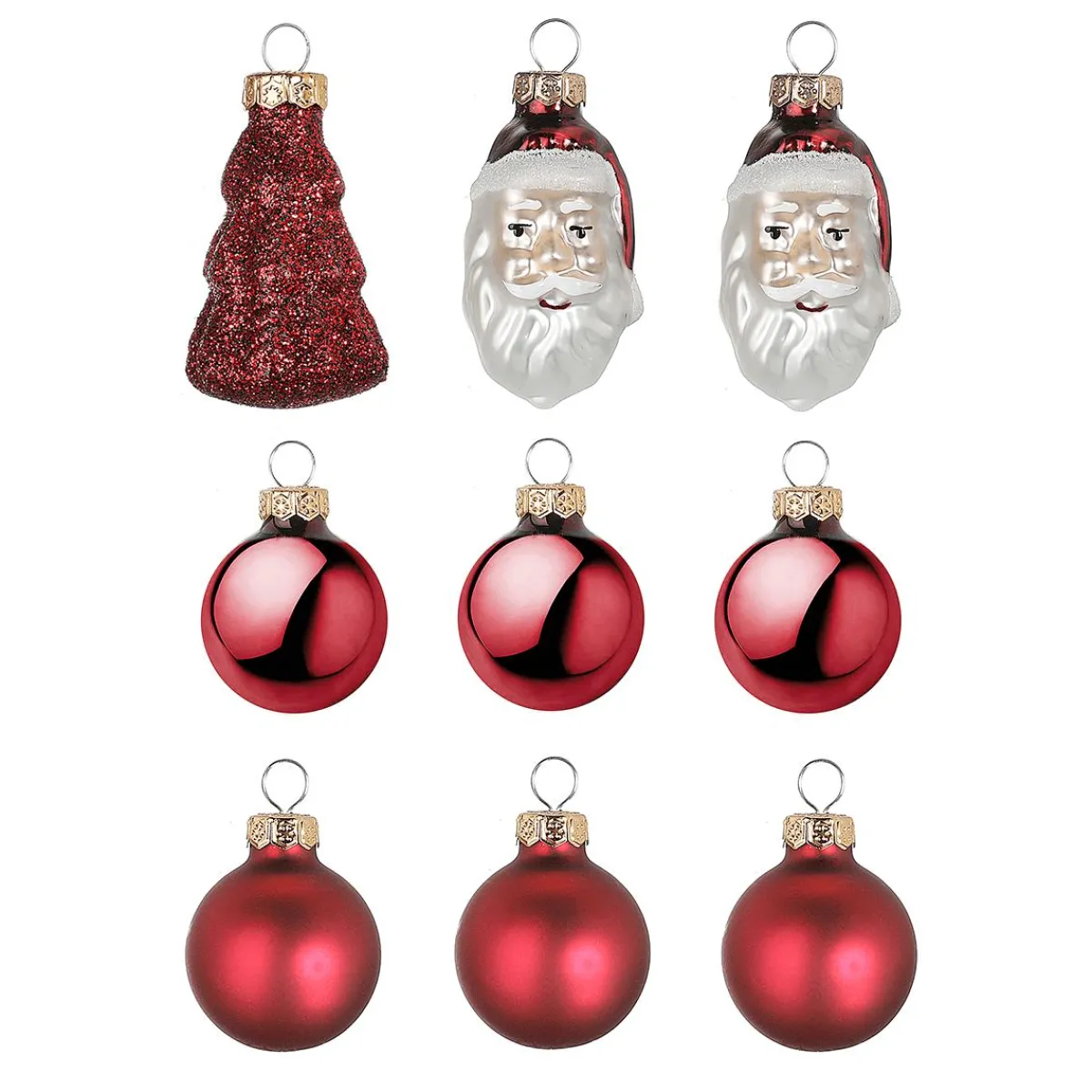 New DecoWoerner Weihnachtskugel-Set Aus Glas 9 Stück In Der Box rot