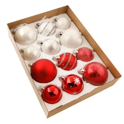DecoWoerner Weihnachtskugel-Set Aus Glas 7 - 10 Cm Ø Karton à 12 Stk. rot