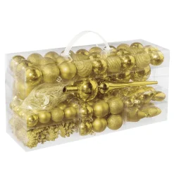Sale DecoWoerner Weihnachtskugel-Set Aus Kunststoff 100tlg. 3 – 7,5 Cm Ø gold