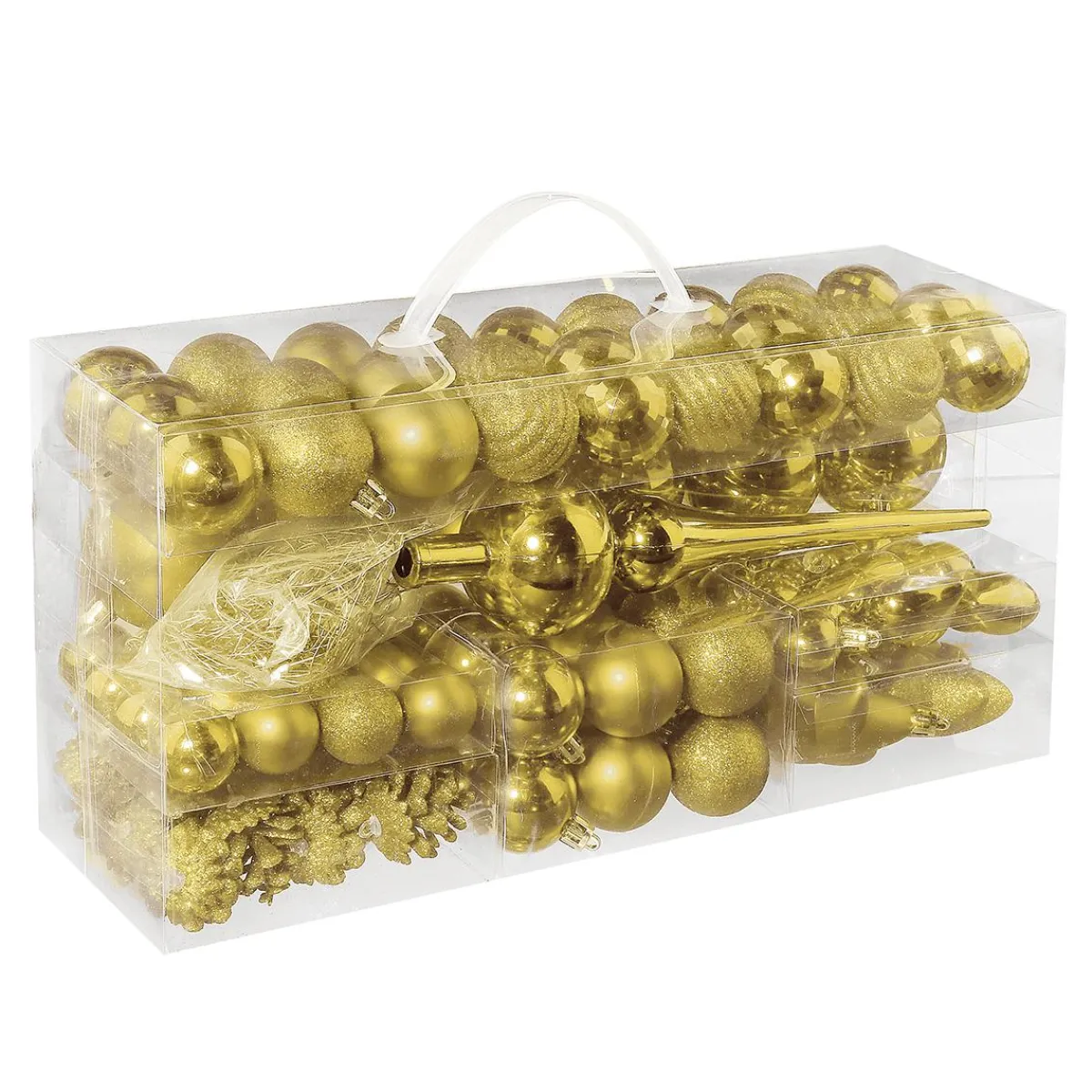 Sale DecoWoerner Weihnachtskugel-Set Aus Kunststoff 100tlg. 3 – 7,5 Cm Ø gold