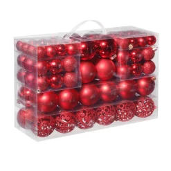 Sale DecoWoerner Weihnachtskugel-Set Aus Kunststoff 100tlg. 3 – 6 Cm Ø rot