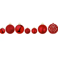 Sale DecoWoerner Weihnachtskugel-Set Aus Kunststoff 100tlg. 3 – 6 Cm Ø rot