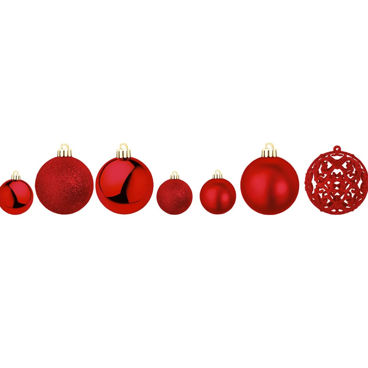 Sale DecoWoerner Weihnachtskugel-Set Aus Kunststoff 100tlg. 3 – 6 Cm Ø rot
