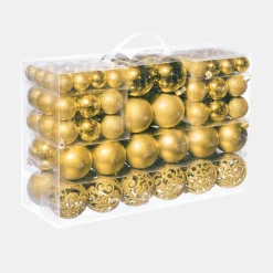 New DecoWoerner Weihnachtskugel-Set Aus Kunststoff 100tlg. 3 – 6 Cm Ø gold