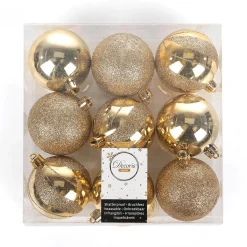 Online DecoWoerner Weihnachtskugel-Set, , Kunststoff, 6 Cm Ø – 9 Stück gold