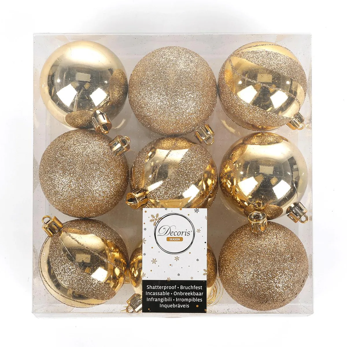 Online DecoWoerner Weihnachtskugel-Set, , Kunststoff, 6 Cm Ø – 9 Stück gold
