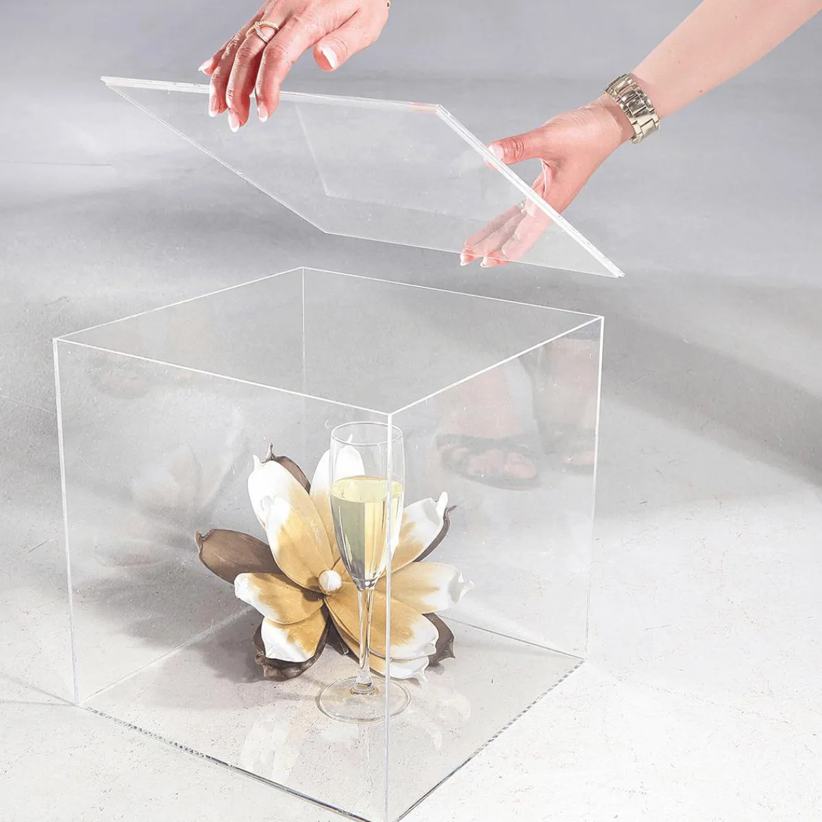 DecoWoerner Würfelbox Mit Deckel 40 X 40 Cm transparent
