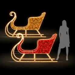 New DecoWoerner XXL LED Lichtobjekt Schlitten Für Außen 230cm rot
