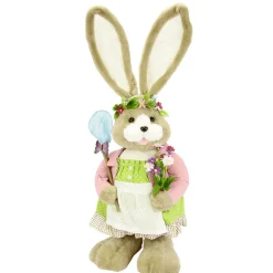 Best DecoWoerner XXL Plüsch Osterhase Mit Blumen 92 Cm rosa