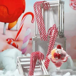 Discount DecoWoerner XXL Zuckerstangen Lebensmittel-Attrappe 5 Stück 50 Cm rot