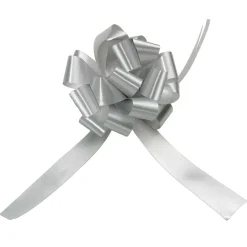 Best DecoWoerner Zieh-Schleife, 10 Cm Ø, , 50 Stück silber
