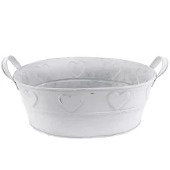 Online DecoWoerner Zinkwanne Mit Herzmuster 32 Cm weiß