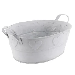Online DecoWoerner Zinkwanne Mit Herzmuster 32 Cm weiß