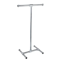 Clearance DecoWoerner Zwei-Arm Kleiderständer FACTORY 130 Cm silber